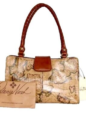 Patricia Nash Rienzo Map-Print Shoulder Bag NWT